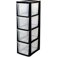 FORGEVIO 4 Drawer Medium Tower Storage Plastic Unit Home in Black | Size: 500mm