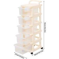 FORGEVIO 5 Tiers Mobile Organizer Shelf Storage in Beige | Size: 500mm