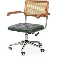 KORVIXA Walnut Cane Backrest Office Chair Modern Desk Chair | Size: 100 cm x 100 cm