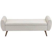 KORVIXA Beige TeddyBoucle Upholstered BedEnd Bench Ottoman with Storage | Size: 100 cm x 100 cm