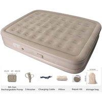 KORVIXA SINGLE INFLATABLE HIGH RAISED AIR BED MATTRESS in Beige | Size: Double