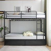 KORVIXA Twin Bunk Bed Frame 3Ft Single Loft Sleeper with Two Storage in Black