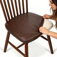 KORVIXA Brown 6PCS Stretch PU Leather Chair Seat Covers | Size: 120 cm x 90 cm