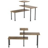 KORVIXA 3Tier Wooden Corner Shelf Unit Kitchen Spice Storage Rack Organiser in Brown | Size: 100 cm x 100 cm