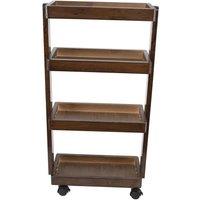 KORVIXA 4-Tier Rack Trolley on Wheels Roll Cart Kitchen Storage in Brown | Size: 100 cm x 100 cm