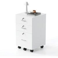 KORVIXA 3 Drawer Filing Cabinet on Wheels Wooden Storage Cabinet in White | Size: 100 cm x 100 cm
