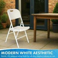 EONLION 1PCS Folding Chair Heavy Duty Built-in Water Drain Picnic Camping in White