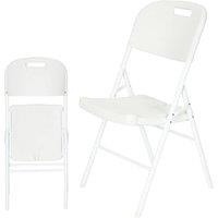 EONLION 2PCS Folding Chair Heavy Duty Built-in Water Drain Picnic Camping in White