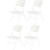 EONLION 4PCS Folding Chair Heavy Duty Built-in Water Drain Picnic Camping in White
