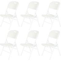 EONLION 6PCS Folding Chair Heavy Duty Built-in Water Drain Picnic Camping in White