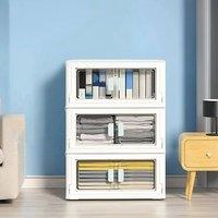 Kelvenix Home Storage Box Lid Wheels Standing Container in White