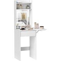 FORGEVIO Compact Dressing Table with Lighted Mirror in White | Size: 0.6m2