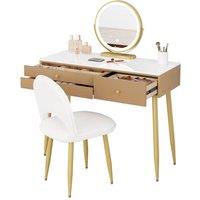 FORGEVIO Khaki + Gold Modern Dressing Table Set | Size: 0.6m2