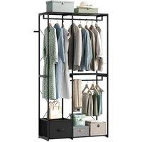 FORGEVIO Black Clothes Rack Freestanding Open Wardrobe | Size: 500mm