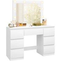 FORGEVIO Dressing Table 7 Drawer Makeup Desk in White | Size: 0.6m2