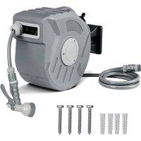 NESTLUNE 20m Garden Patio Hose Reel 180 Swivel Wall in Grey | Size: 1.25kg