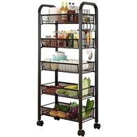 KORVIXA Heavy-Duty Metal 5-Tier Organizer Trolley in Black | Size: 100 cm x 100 cm