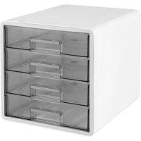 KORVIXA 4 Tier Storage Drawer Box Home Office Desktop in Warm White | Size: 100 cm x 100 cm