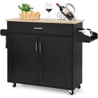 KORVIXA Kitchen Island Storage Trolley Rolling Cart Shelves in Black | Size: 100 cm