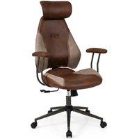 KORVIXA Suede Fabric Computer Desk Chair with 2D Headrest in Brown | Size: 100 cm x 100 cm
