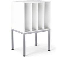 KORVIXA Turntable Stand with Vinyl Storage Shelves in White | Size: 100 cm x 100 cm