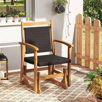 KORVIXA Outdoor Wooden Glider Chair Patio Rattan Swing in Brown | Size: 100 cm x 100 cm
