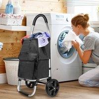 EONLION 2 Wheel Large Shopping Trolley Folding Cart Strong Lightweight Cart in Black | Size: 100 cm