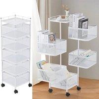 EONLION White Kitchen Rotating Trolley Shelf Vegetable Fruit Basket Storage | Size: 100 cm