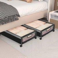 Kelvenix 2PCS Under Bed Storage with Wheels Clothes Organizer in Black