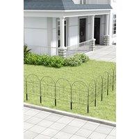 Garden Sanctuary 25-Panel 32x42cm Metal Arched Garden Edging Fence Yard Borders in Black | Size: 32x42 cm