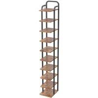 Living and Home 10-Tier Vintage Shoe Rack with Metal Frame in Walnut