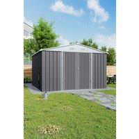 H&O Direct Outdoor Metal Garden Storage Shed with Lockable Door in Grey