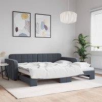 Berkfield Home Daybed with Trundle Dark Grey 90x190 cm Velvet
