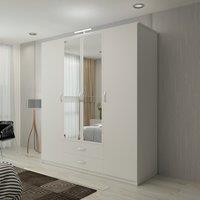 Sliding Wardrobes 4U Modern 4 Door Hinged Wardrobe with LED Light W171cm x H198cm in White