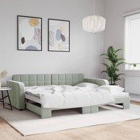 Berkfield Home Daybed with Trundle Light Grey 90x190 cm Velvet
