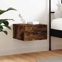 Berkfield Home Wall-mounted Bedside Cabinet Smoked Oak 35x35x20 cm in Brown | Size: 35 x 35 x 20 cm