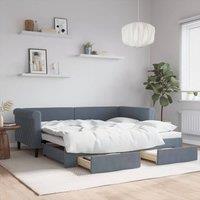 Berkfield Home Daybed with Trundle & Drawers Dark Grey 90x190 cm Velvet