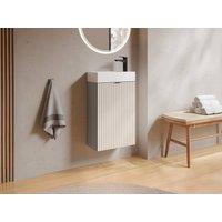 Vente-unique Fluted Cloakroom Basin Unit With Reversible Door - Beige - H60 X L40 X