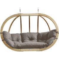 Amazonas Globo Royal Double Wooden Hanging Egg Chair - Luxury Indoor & Outdoor Swing Chair with Cushions - 200kg in Taupe