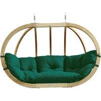 Amazonas Globo Royal Double Wooden Hanging Egg Chair - Luxury Indoor & Outdoor Swing Chair with Cushions - 200kg in Dark Green
