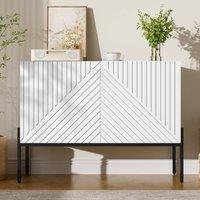 ModernLuxe Sideboard cabinet with 2 doors & metal legs storage in White