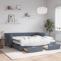 Berkfield Home Daybed with Trundle & Drawers Dark Grey 90x190 cm Velvet