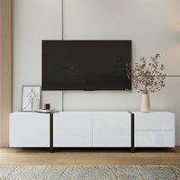 ModernLuxe High gloss TV unit cabinet with drawers & doors in White
