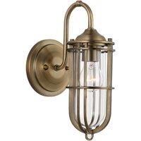 Netlighting Feiss Urban Restoration 1 Light Wall Light Dark Antique Brass IP44 in Yellow