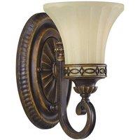Netlighting Drawing Room 1 Light Wall Light Walnut Glass Shade E27 in Brown