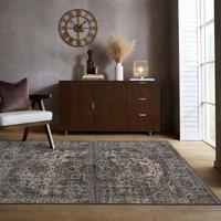 OHS Vintage Print Washable Rug Non Slip Floor Carpet Area Mat Runners in Brown | Size: 160 cm x 230 cm
