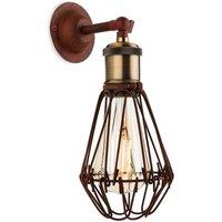 Netlighting Arcade 1 Light Wall Cage Light Rustic Brown E27 in Grey