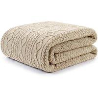 Deyongs Helsingborg Teddy Supersoft Jacquard Throw in Cream | Size: 130 cm x 180 cm