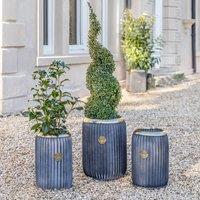 Ivyline Kew Round Antique Lead Richmond Small Planter 26Cm in Grey