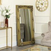 Melody Maison Large Ornate Gold Wall / Leaner Mirror - 78cm X 158cm in Metallic Gold | Size: 78 cm X 158 cm